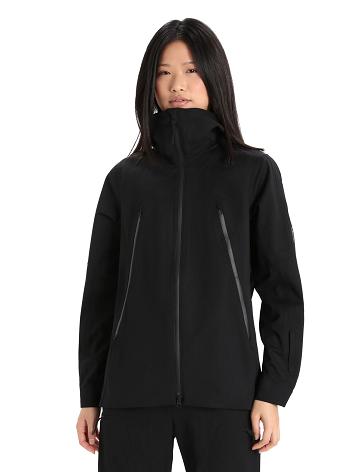 Women's Icebreaker Shell+™ Merino Hooded Jackets Black | CA 1293VRWD